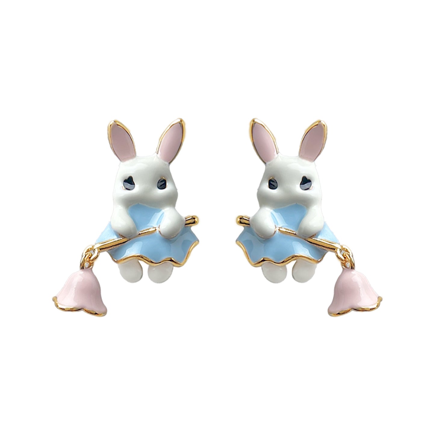 Rabbit Elf Enamel Drip Glazed Hand Painting Fresh Sweet Rings