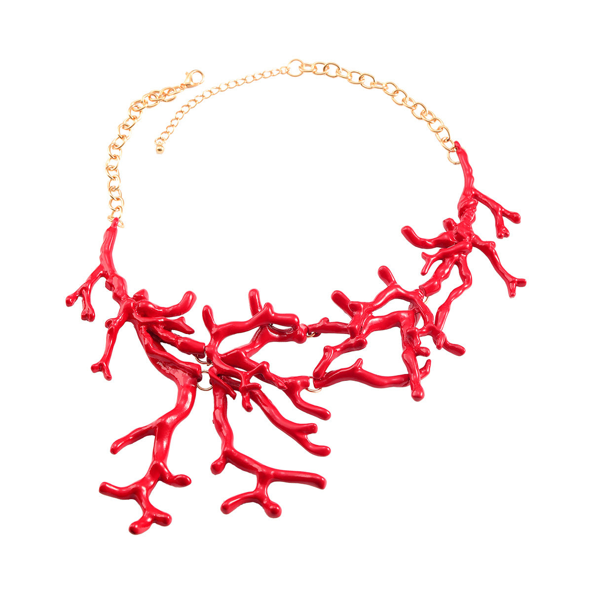 Women's Summer Alloy Exaggerated Red Coral Bohemian Necklaces