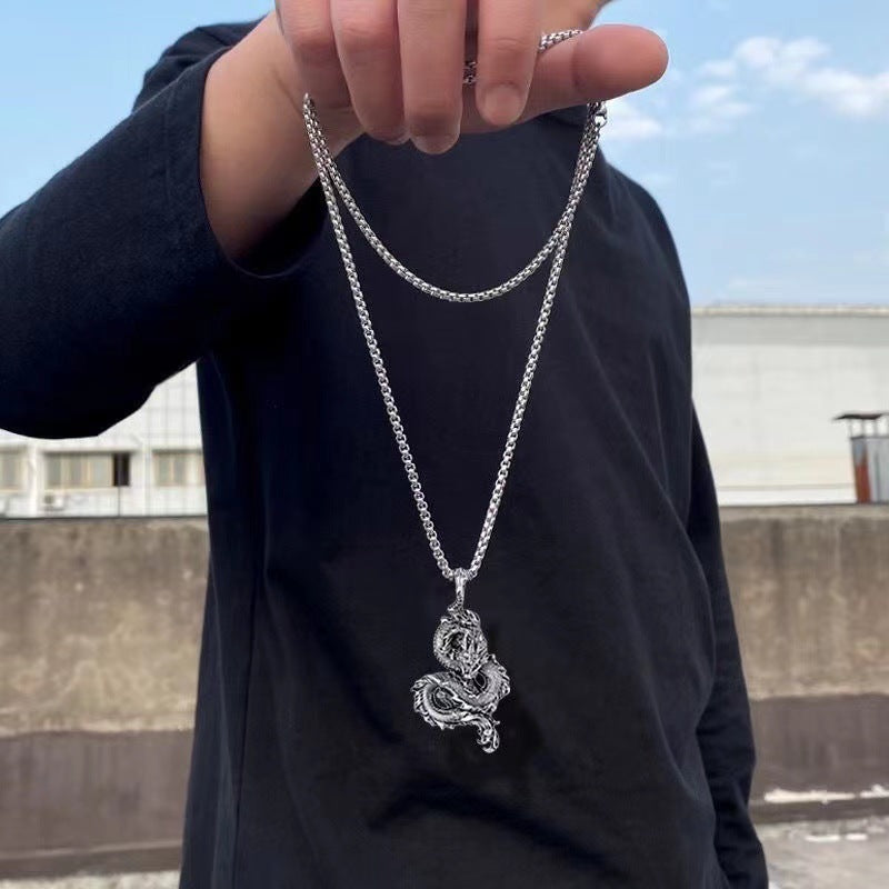Colliers en acier titane avec pendentif zodiaque hip hop pour hommes