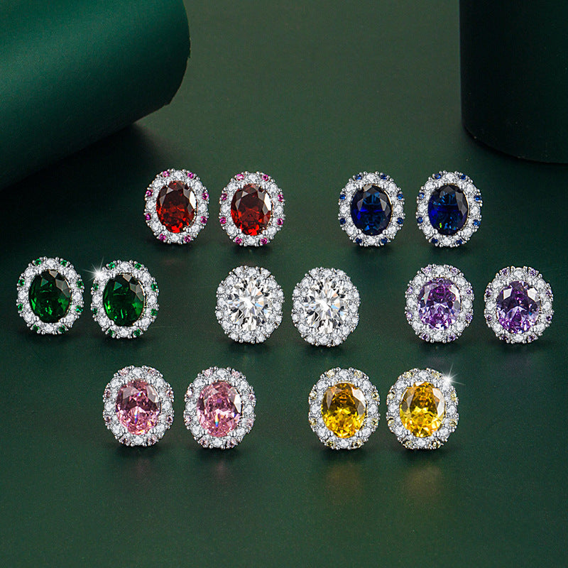 Women's Elegant Oval Zircon Simple Party Jewelry Ornament Earrings