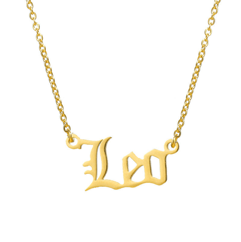 Women's Titanium Steel Ancient English Constellation Simple Necklaces