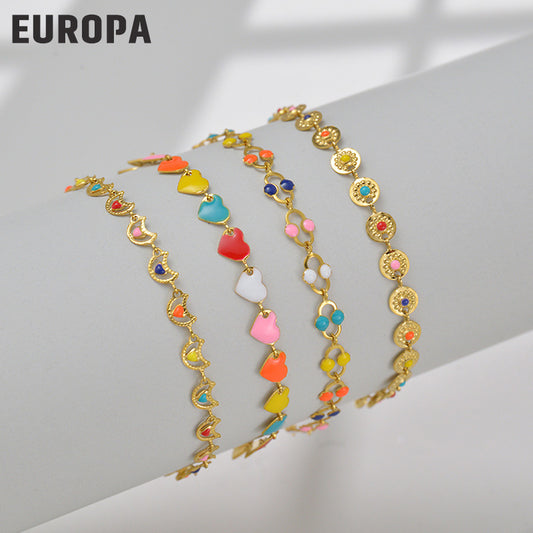 Women's Simple Dripping Oil Heart Design Sense Bracelets
