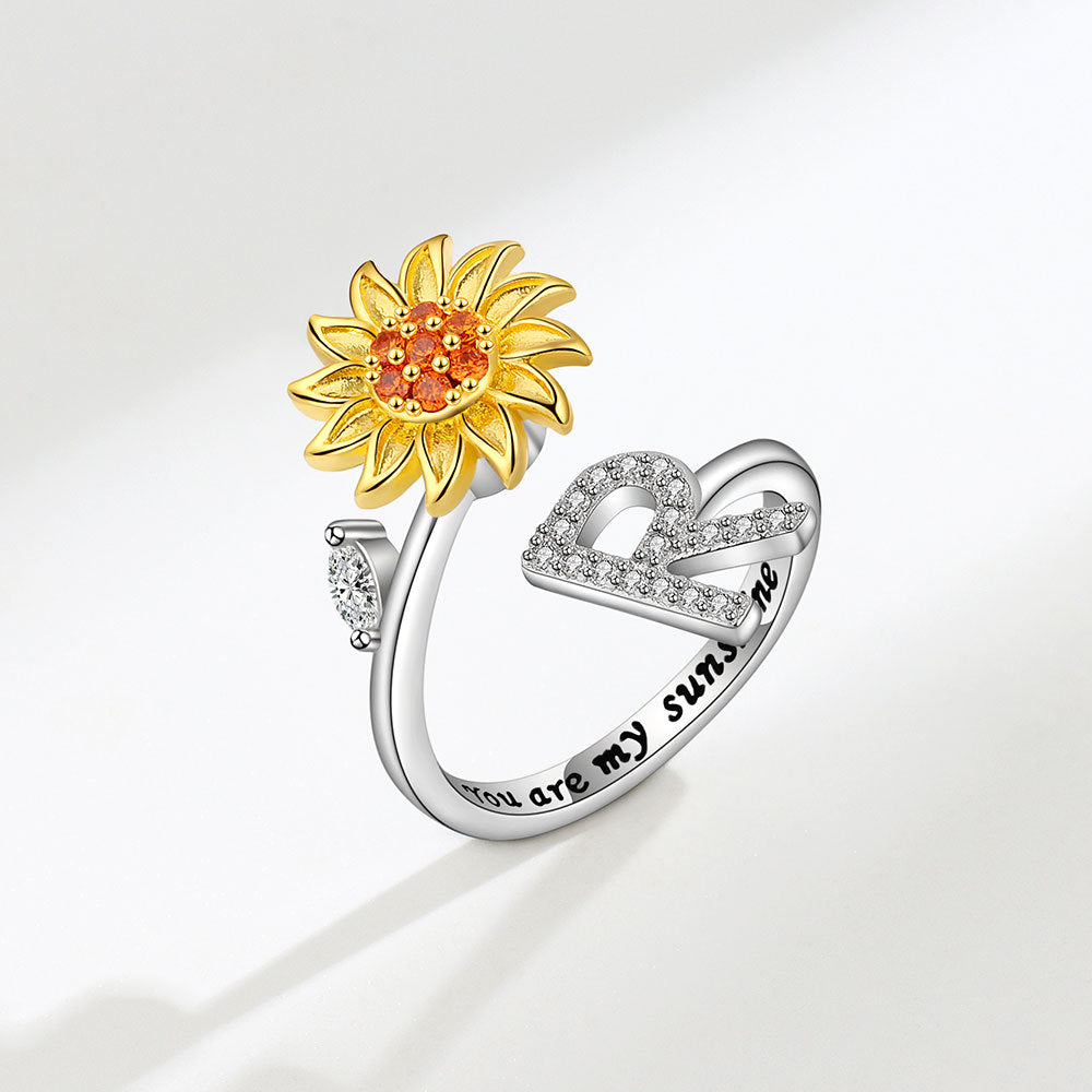 Sunflower Spinning Adjustable Letter Rotating Decompression Rings