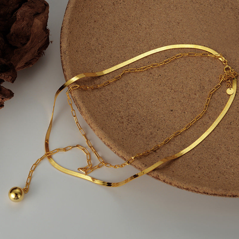 Colliers longs en chaîne à lame Double couche pour femmes, petit argent