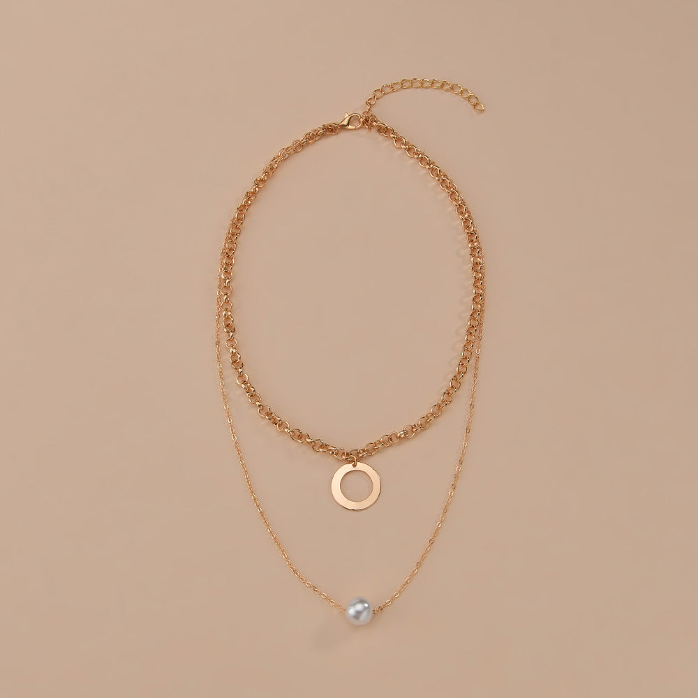 Colliers empilés avec cerceau géométrique et pendentif en perles pour femmes