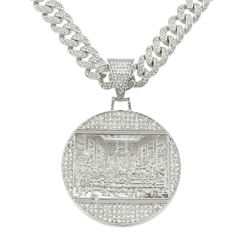Grand pendentif rond pour hommes, colliers cubains Cool et dominateurs, tendance, Punk