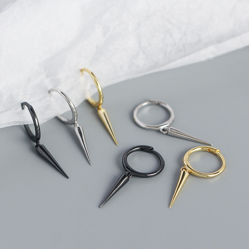 Sier Ear Clip Metallic Rivets Conical Earrings