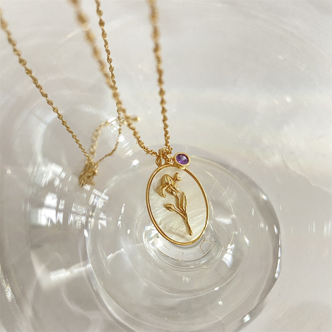 Colliers à pendentif en coquillage ovale tridimensionnel, fleur de décembre pour cheveux