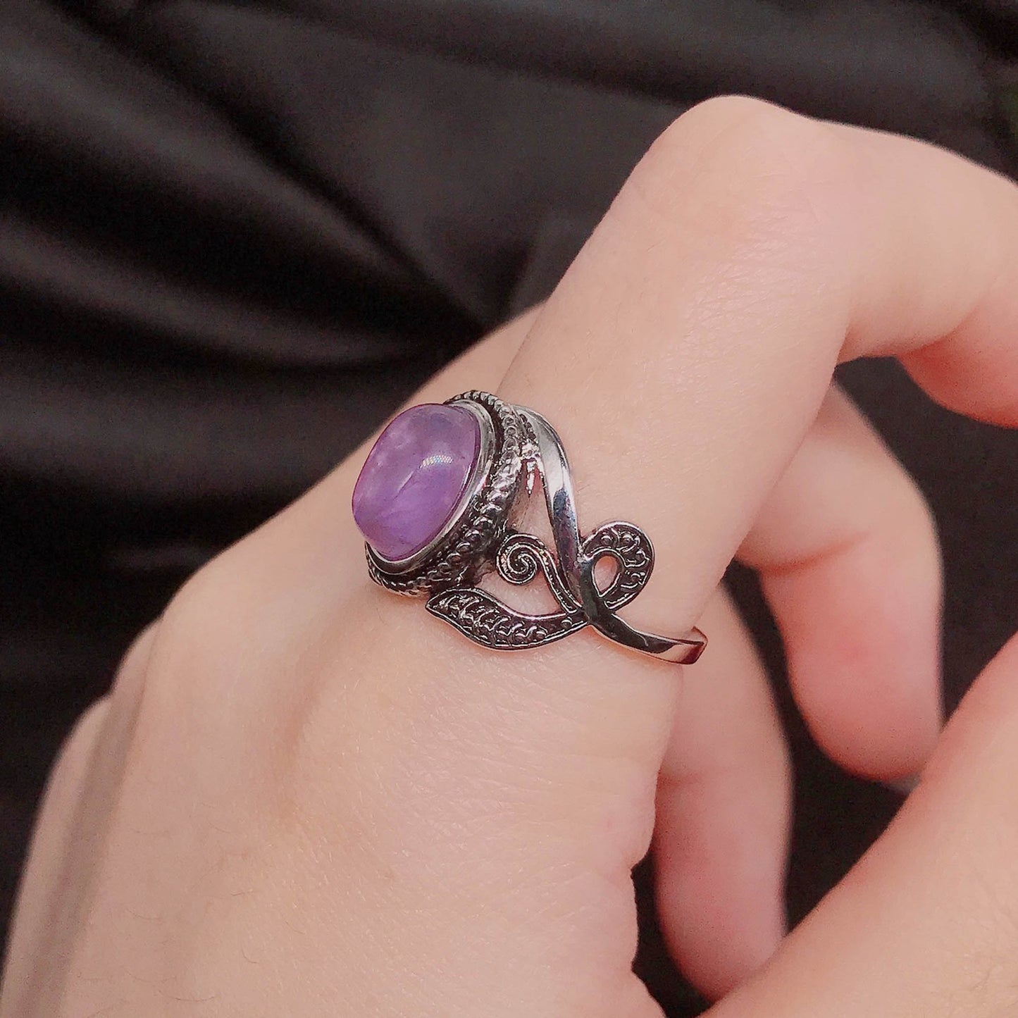 Synthetischer Amethyst Vintage Thai Silber Diamantringe