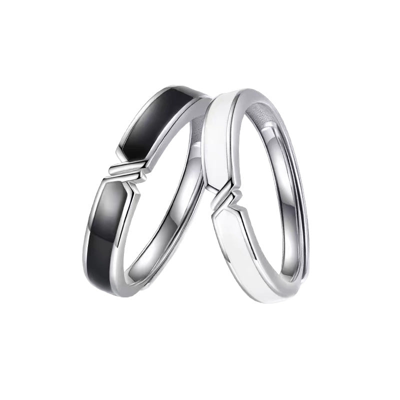 Women's & Men's Fetter Pairs Of Long-distance Love Black With Design Sense Ring