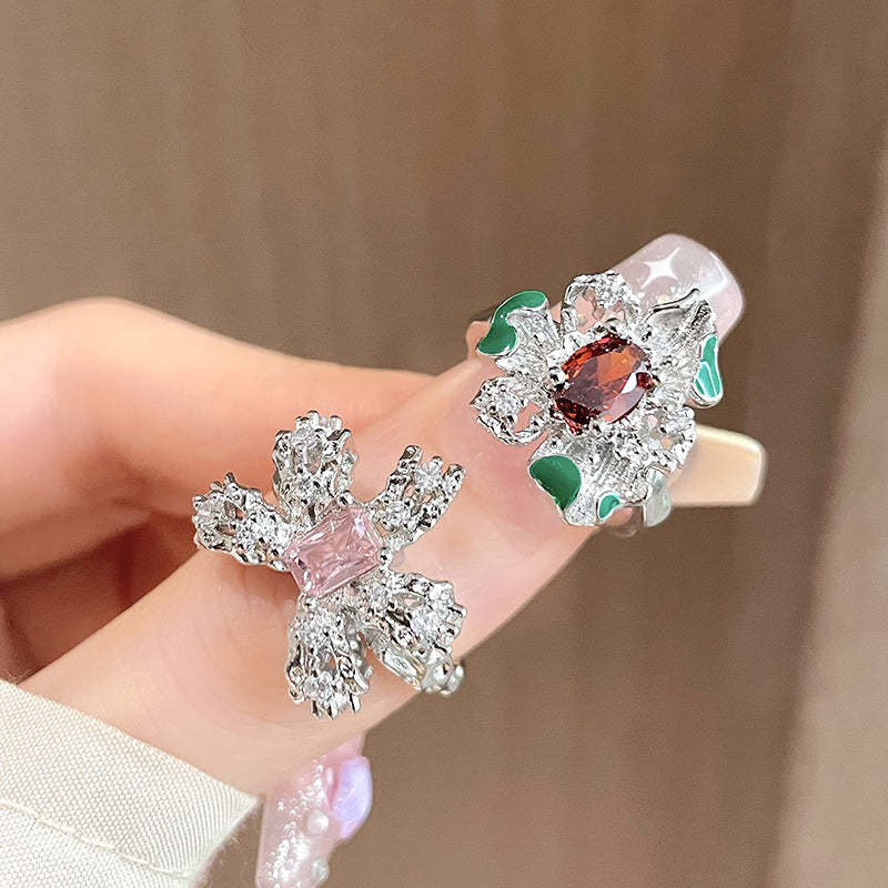 Zircon Personality Affordable Luxury Flower High Sense Rings