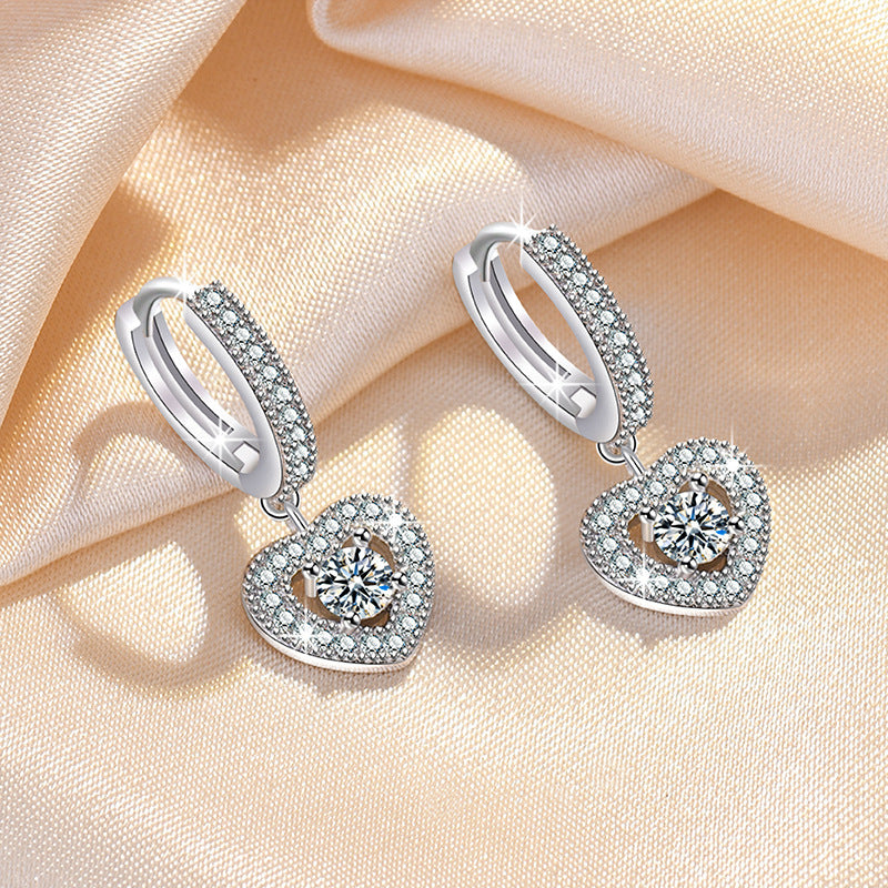 Heart Ear Clip Fashion Inlaid Zircon Earrings