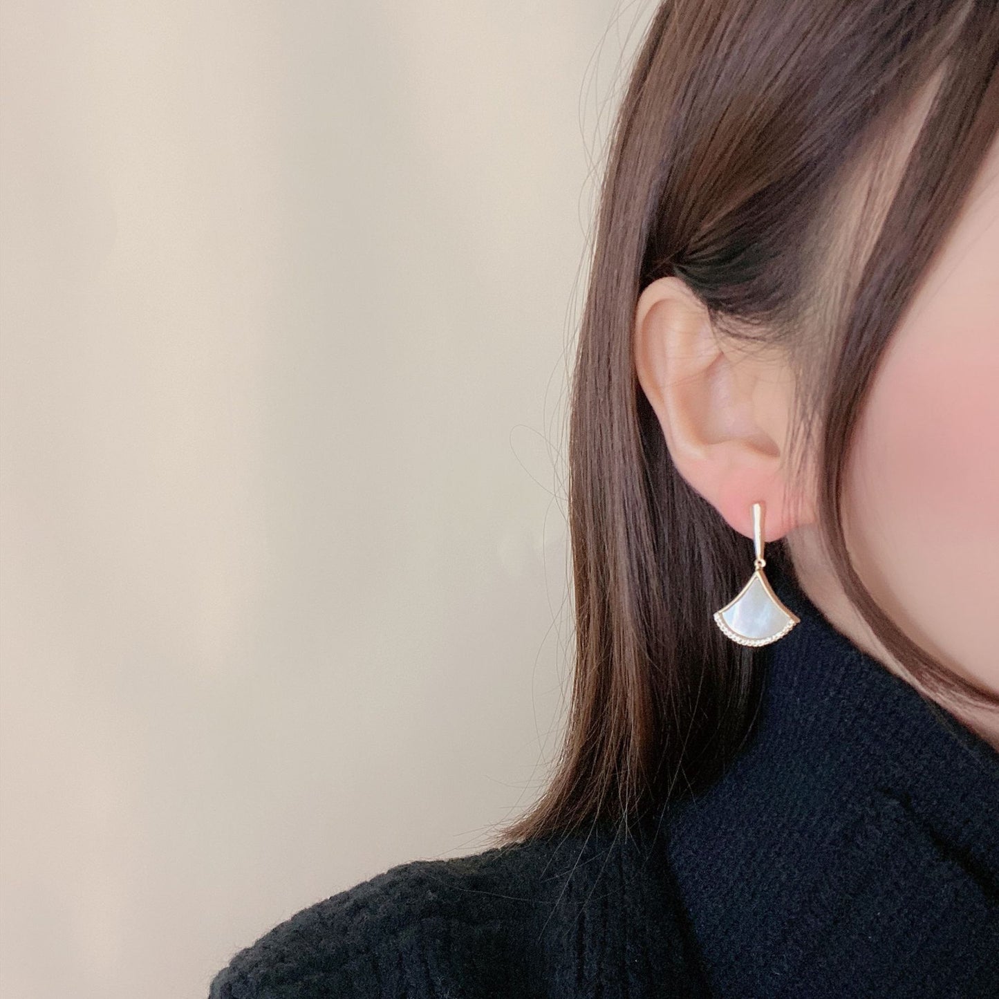 Women's Style Elegant Fan-shaped Zircon Simple Fairy Earrings