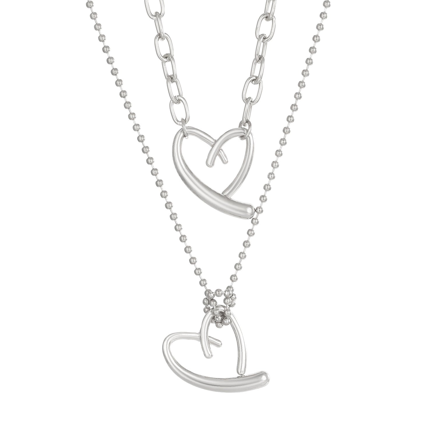 Irregular Heart Female Style Creative Design Cross Heart-shaped Necklaces