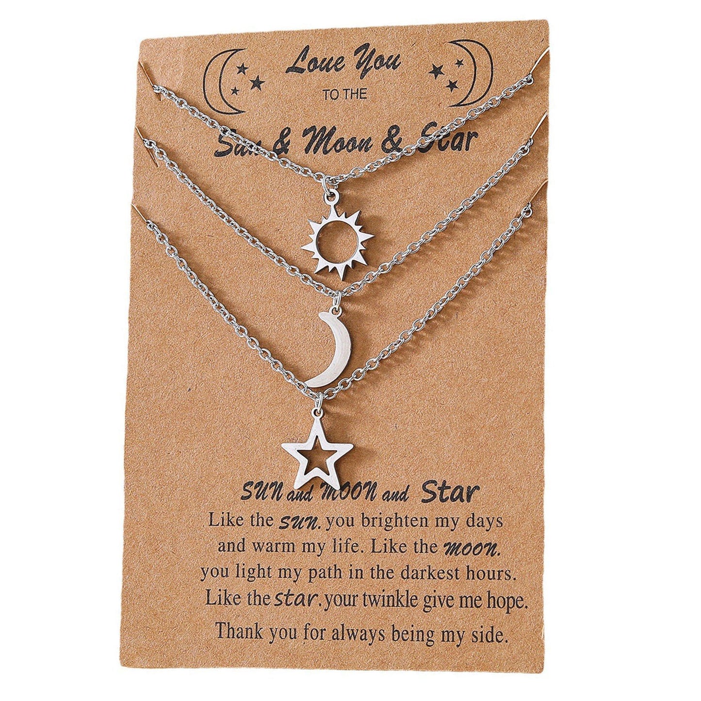 Stainless Steel Sun Moon Star Clavicle Necklaces