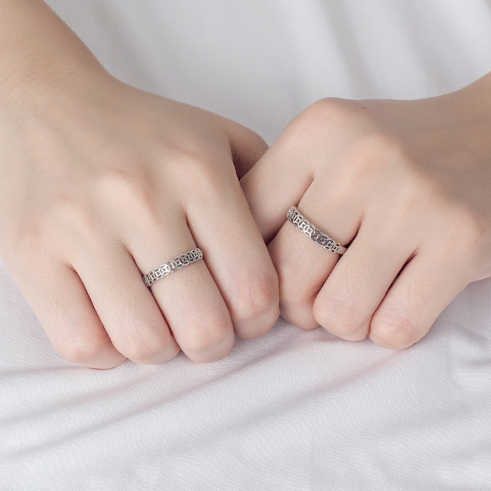 Women's & Men's Drawing Coin Copper Couple Retro Style Cold And Rings