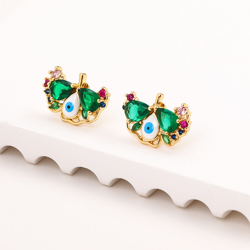 Women's Oil Devil's Eye Micro Inlaid Zircon Earrings