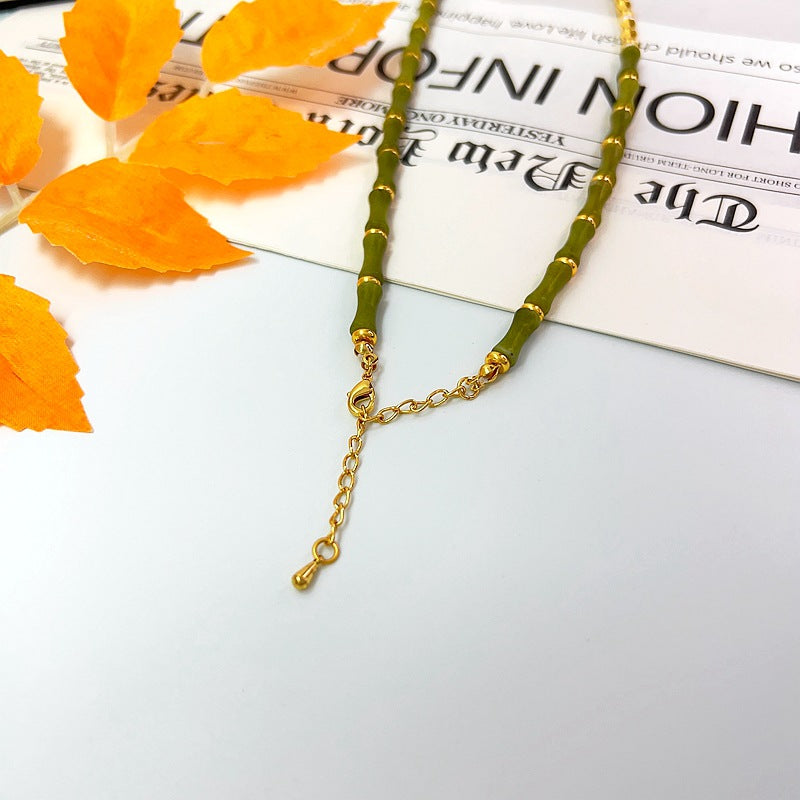 Chinese Style Design Fresh Olive Green Jade Festival Beaded Necklaces