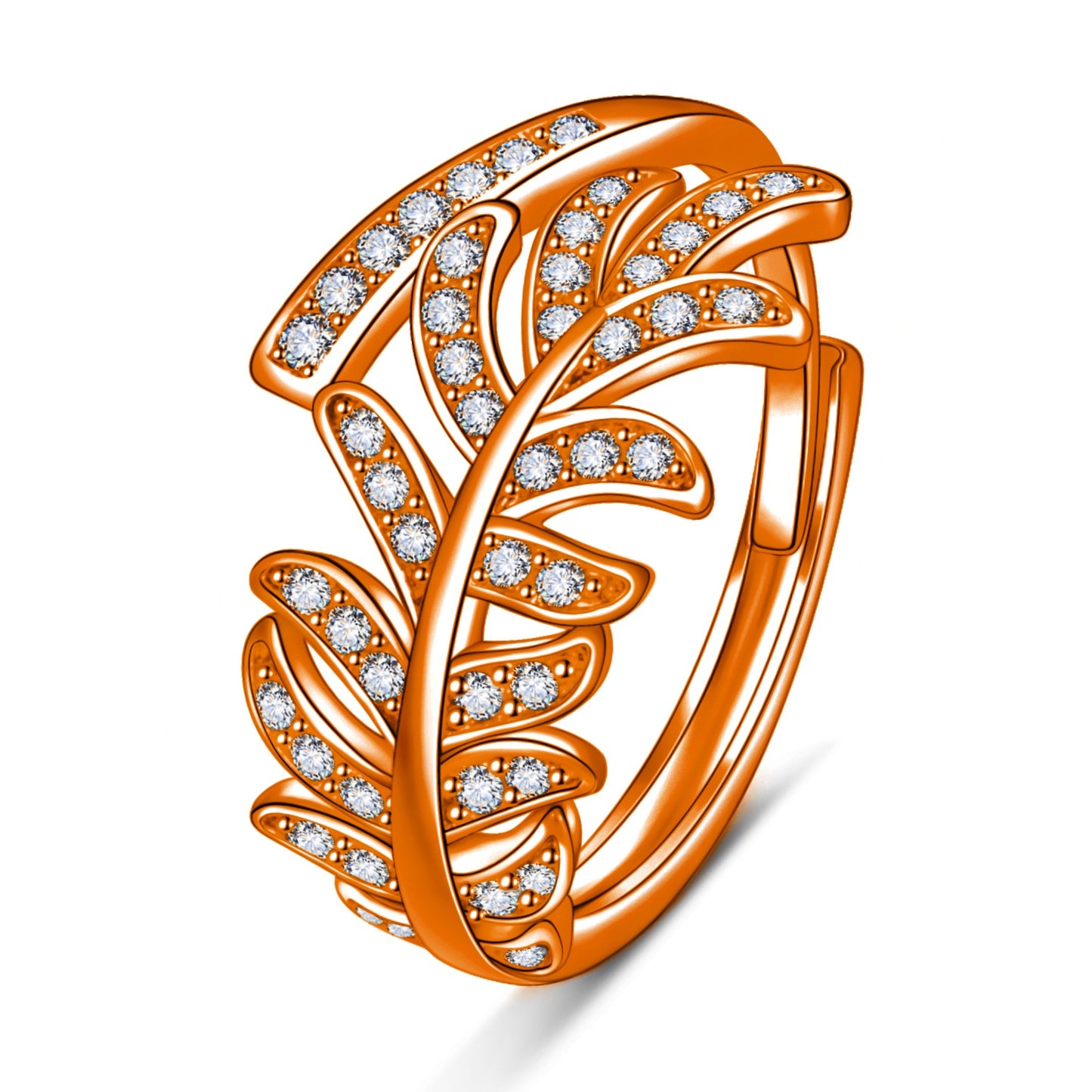 Women's Open End Creative Personality Diamond Leaf Cold Wind Rings