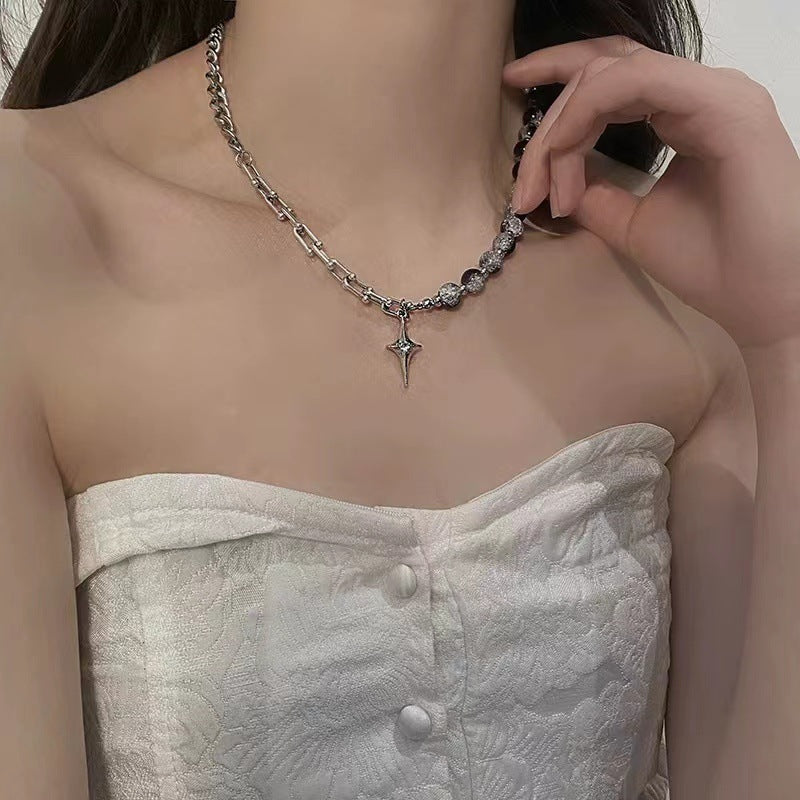 Pendant Female Colored Glaze Steel Chain Necklaces