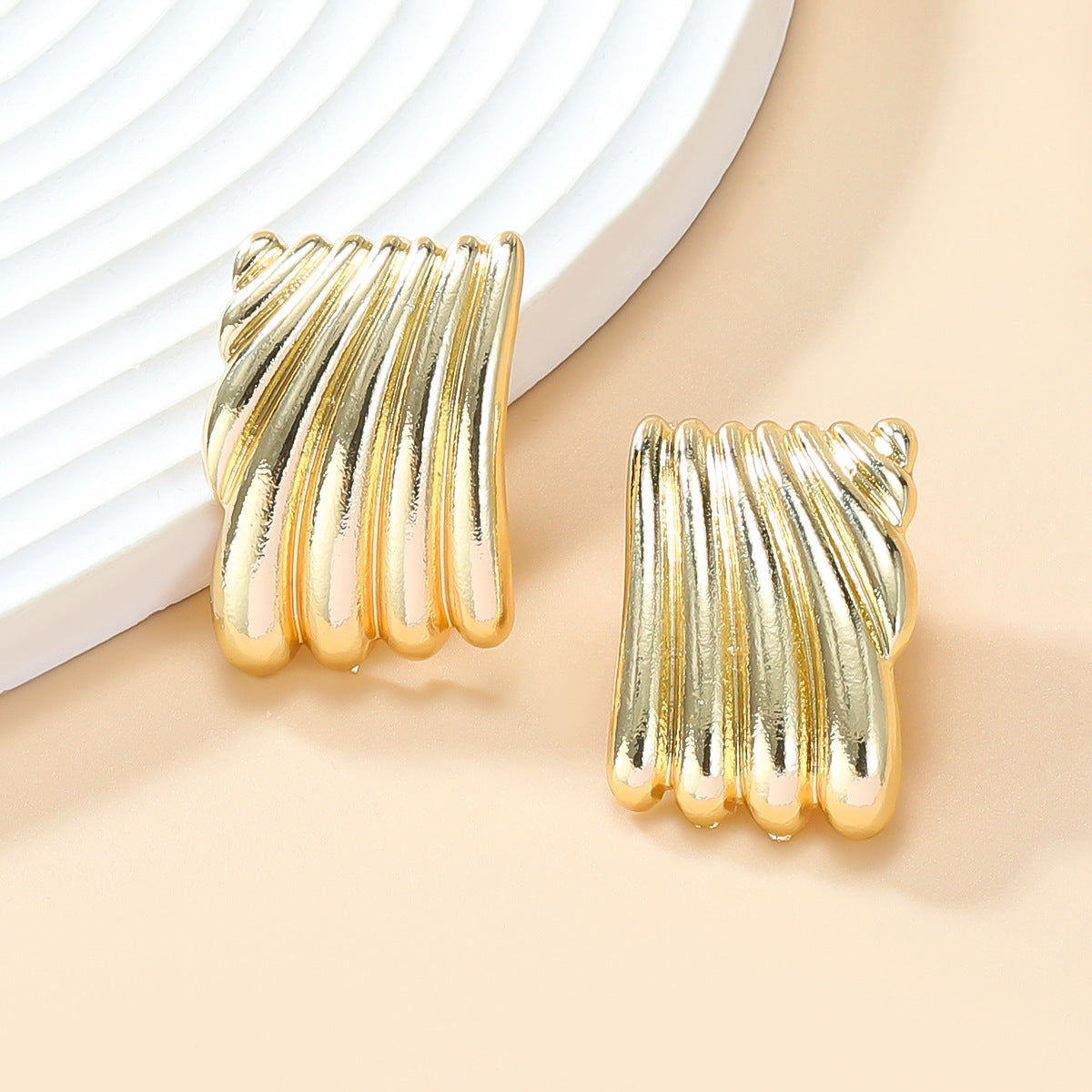 Women's Summer Metal Alloy Square Fashion Striped Earrings