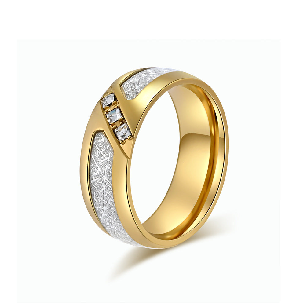 Men's Diamond Sier Silk Matte Titanium Steel Rings