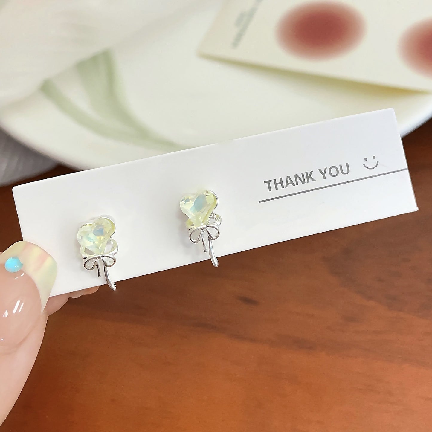 Cool Pink Diamond Heart Bow Personality Sier Earrings