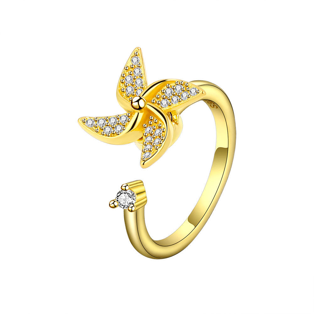 Windmill Opening Adjustable Index Finger Fashion Graceful Personality Light Rings