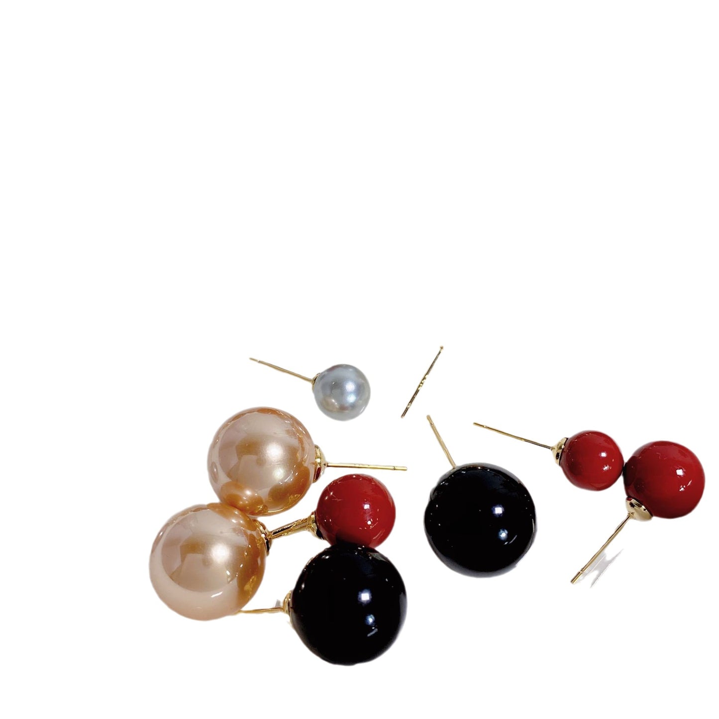 Retro Simple Color Perfect Circle Pearl Sier Earrings