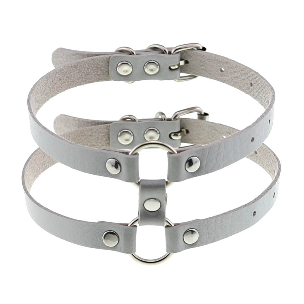 Colliers de personnalité simples en cuir de style gothique à double rangée