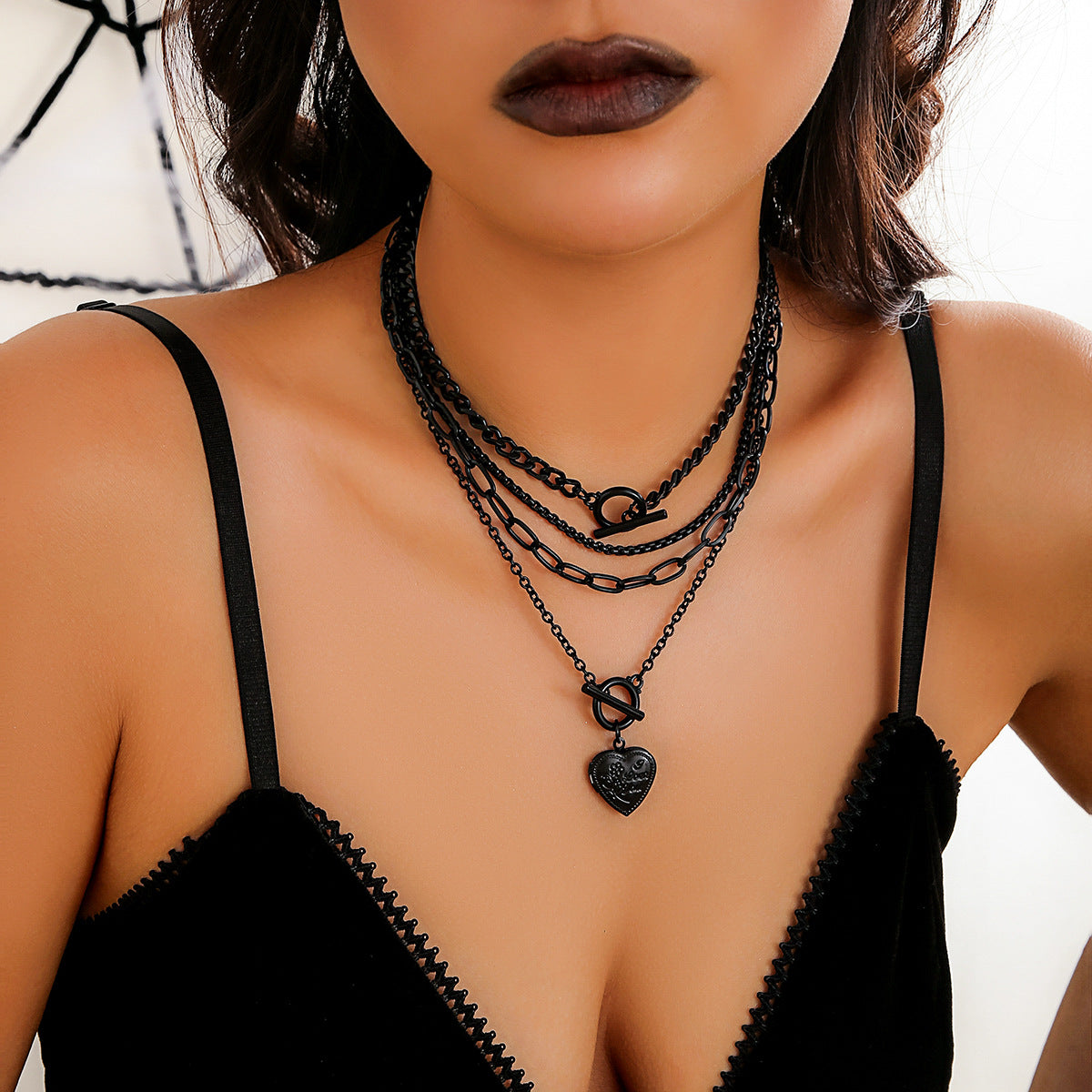 Women's Hot Cold Wind Black Suit Sweet Cool Necklaces