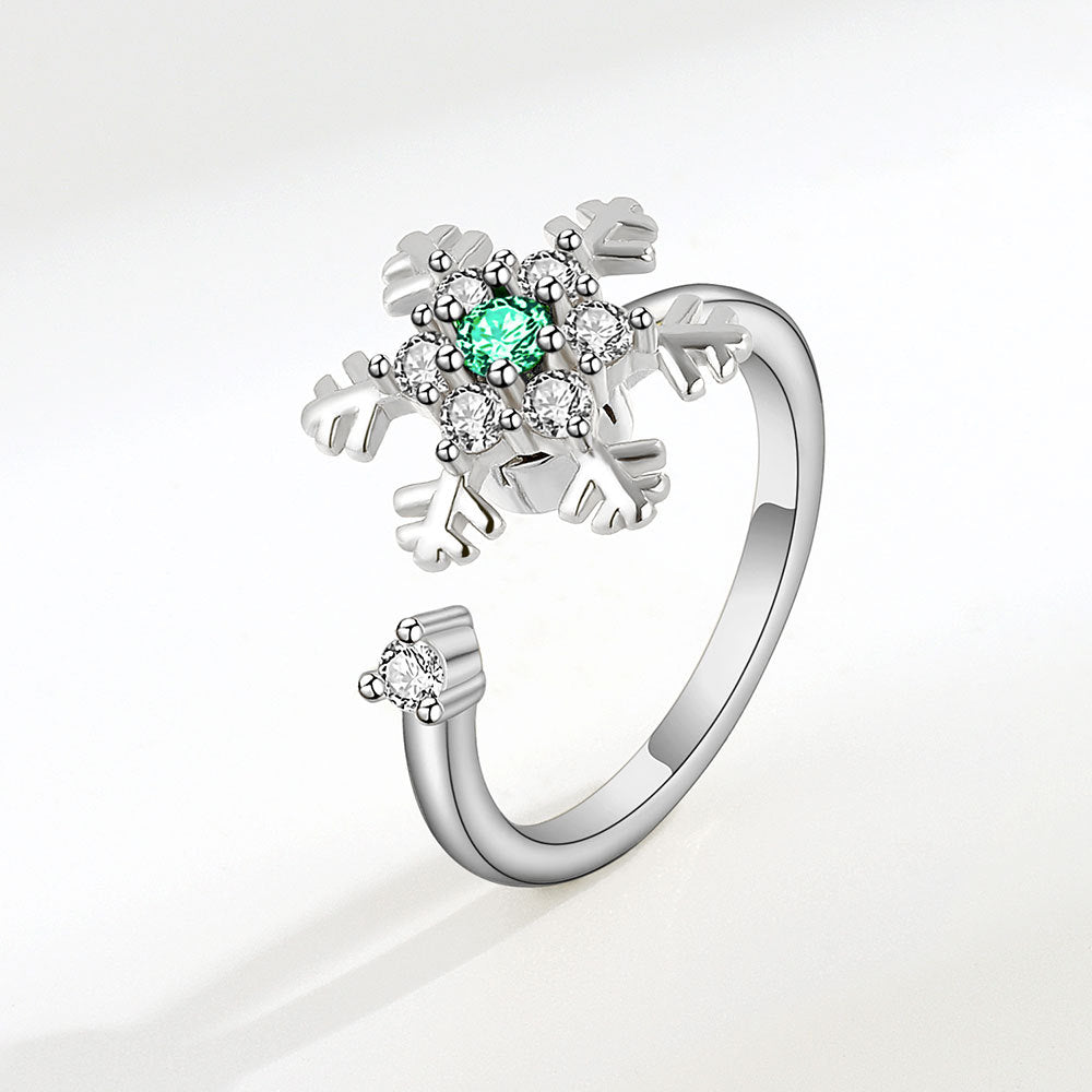 Simple Rotatable Decompression Snowflake Female Open Personalized Niche Rings