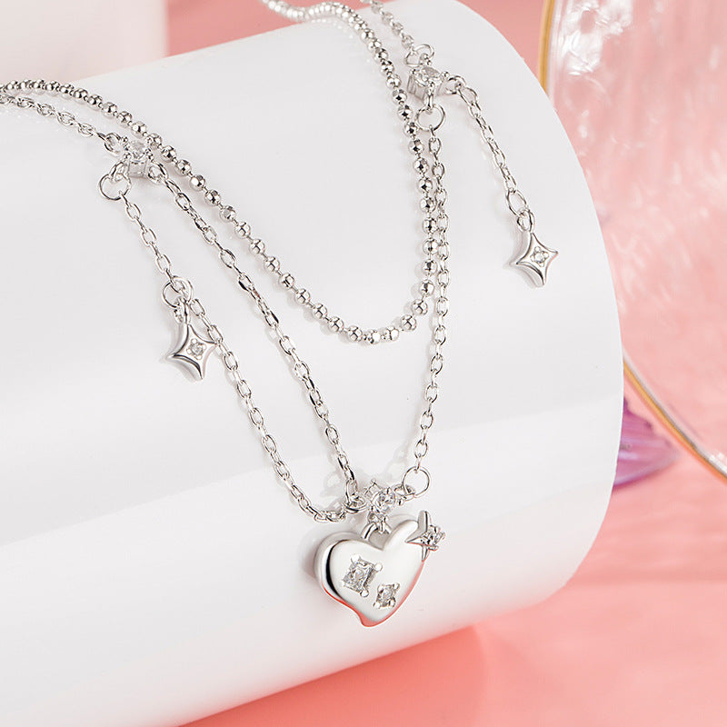 Women's High-grade Love Exquisite Fashionable Temperamental Double Necklaces