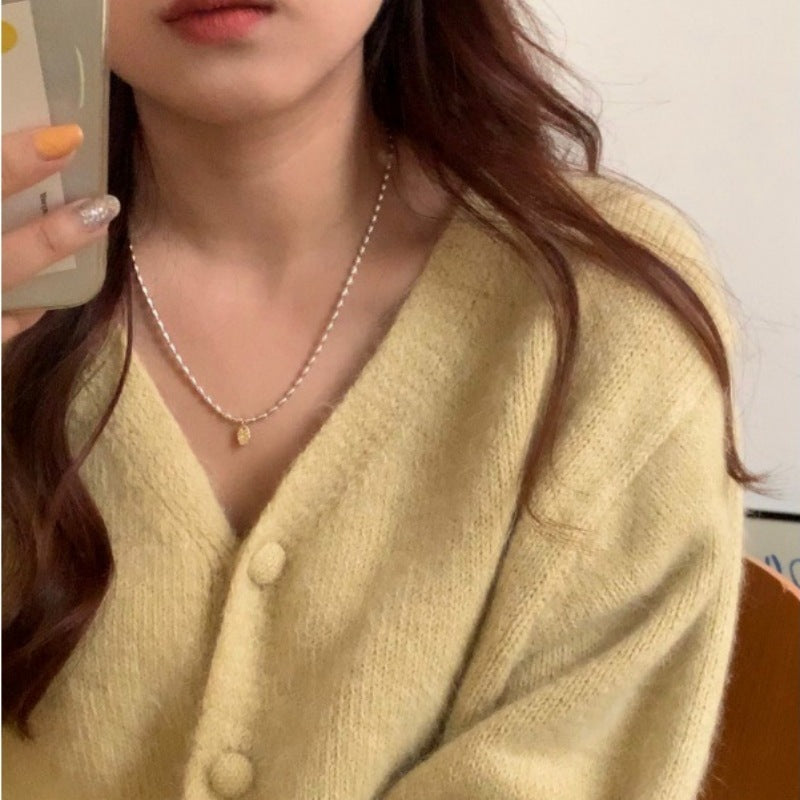 Colliers de chaîne de clavicule de pull d'argent de Style minoritaire de luxe de lettre légère des femmes