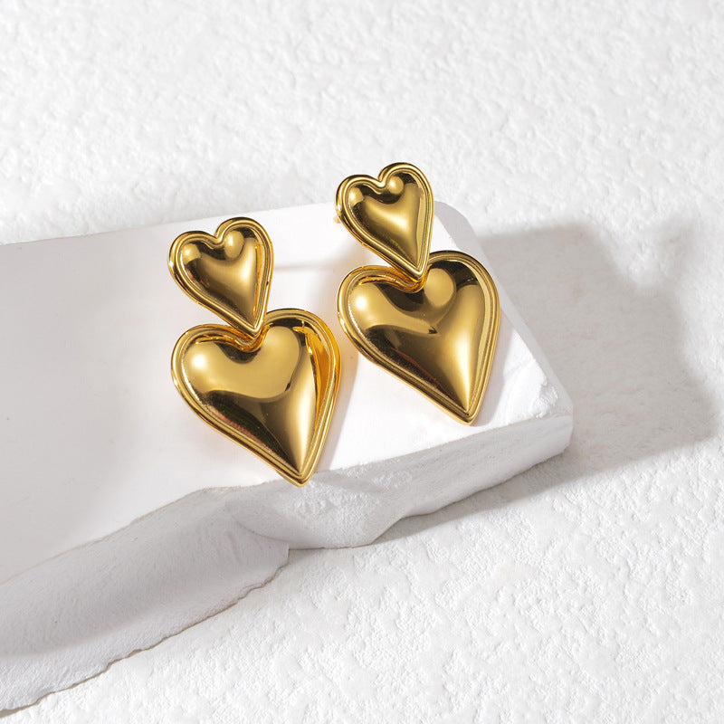Women's Trendy Design Irregular Heart Titanium Steel Earrings