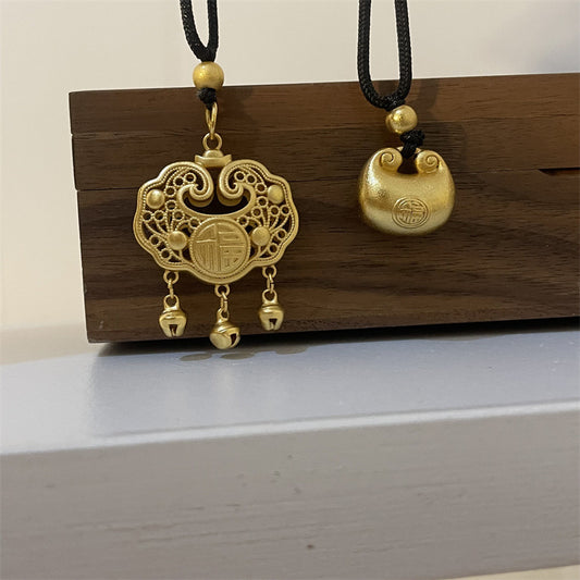 Colliers avec pendentif porte-bonheur de Style chinois, haricots dorés, longue durée de vie