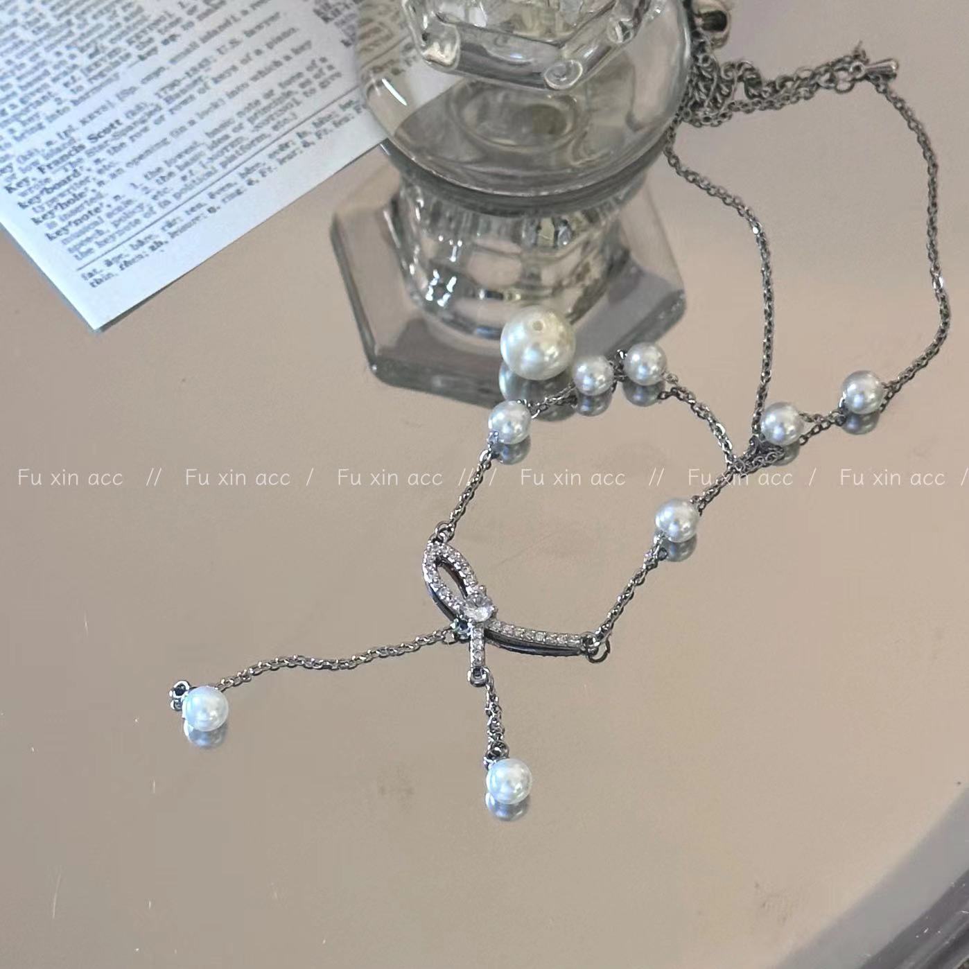 Retro Pure Desire Style Bow Female Necklaces