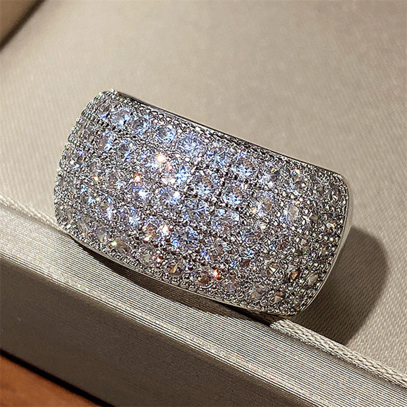 Women's Gold-plated Sparkling Full Rhinestone Half Circle Rings