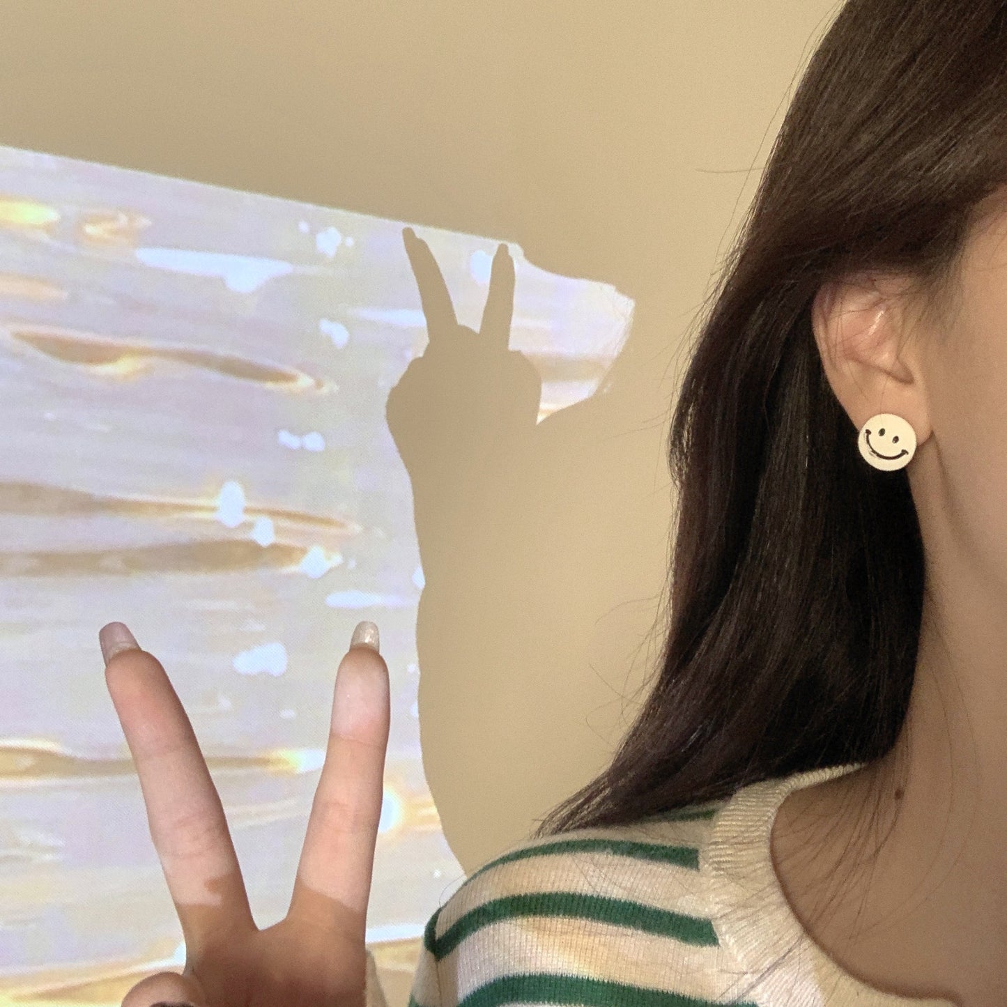 Sier Needle Simple Temperament Cartoon Smiley Face Fashion Earrings