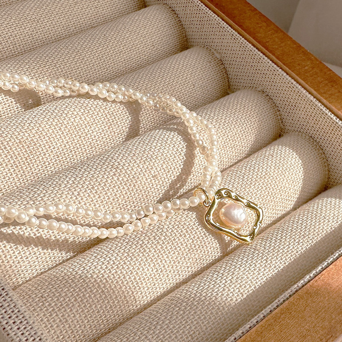 Women's Pearl Double Layer Twin Small Beads Clavicle Necklaces