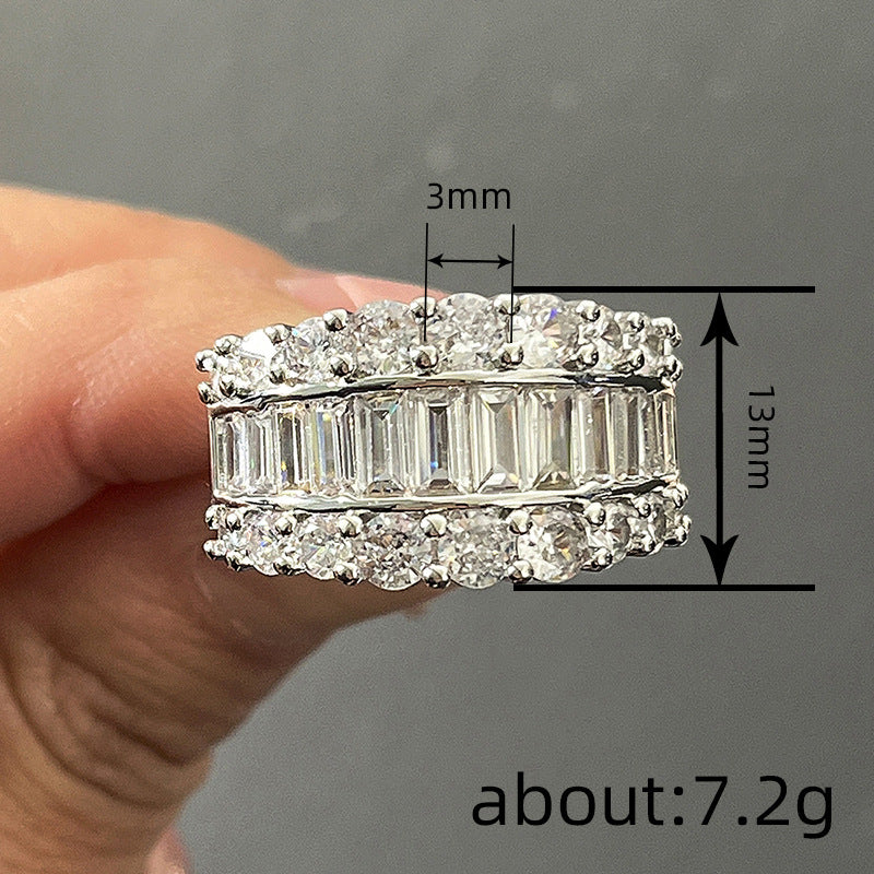 Shi Geometric Arrangement Round Zircon Light Luxury Engagement Rings
