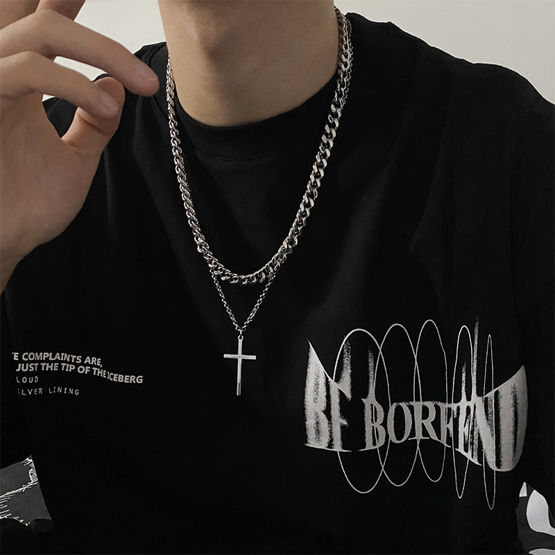 Colliers jumeaux Hip Hop en acier titane pour hommes
