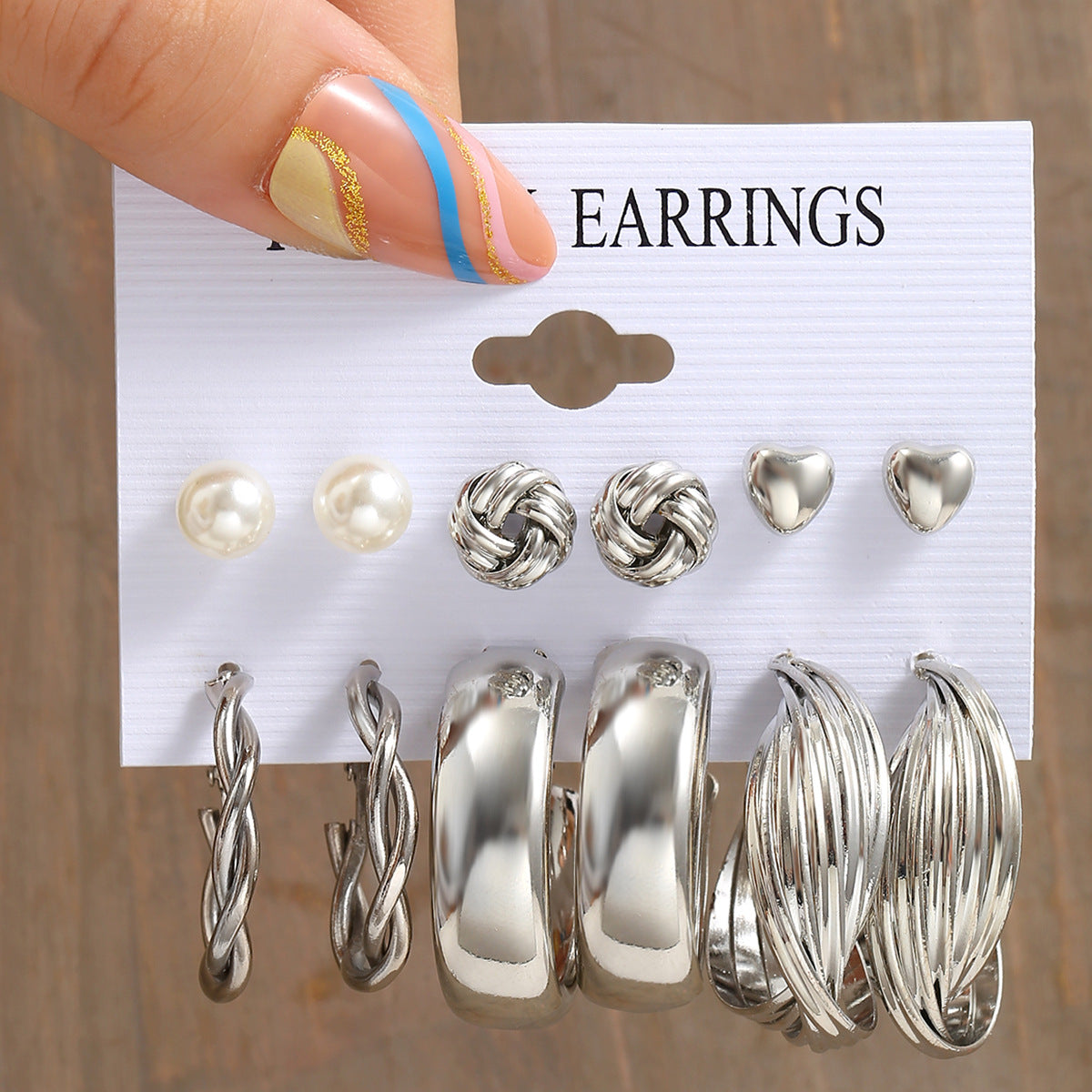 Metal Circle Suit Set Creative Personality Earrings