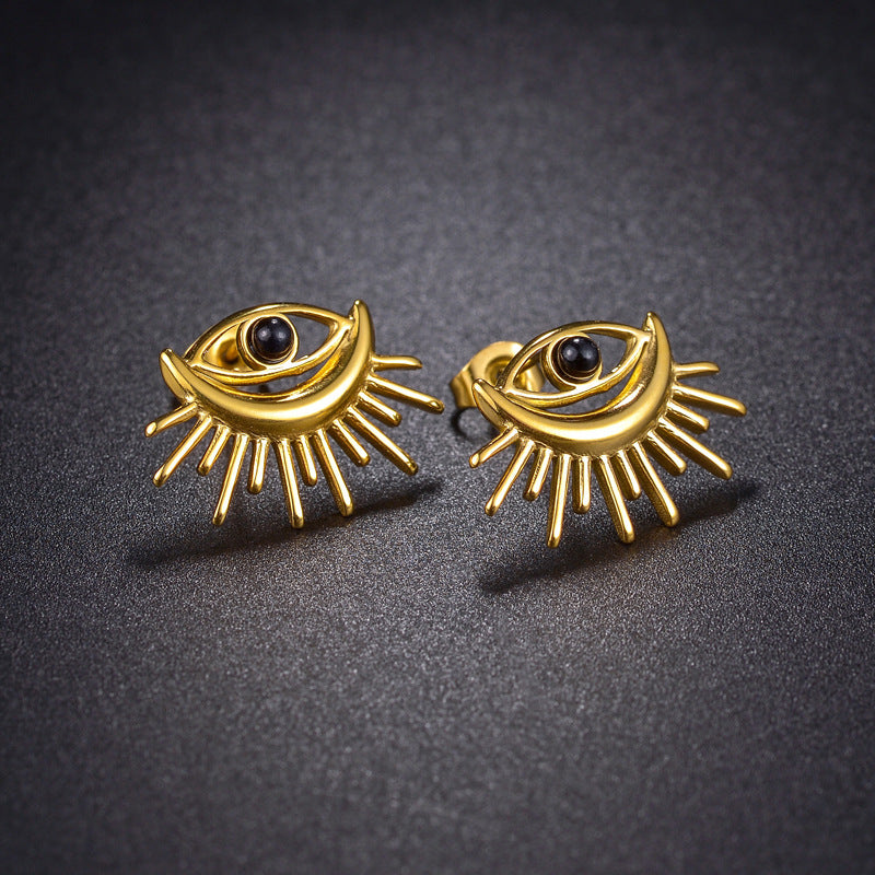 Boucles d'oreilles maléfiques simples en acier inoxydable rétro français