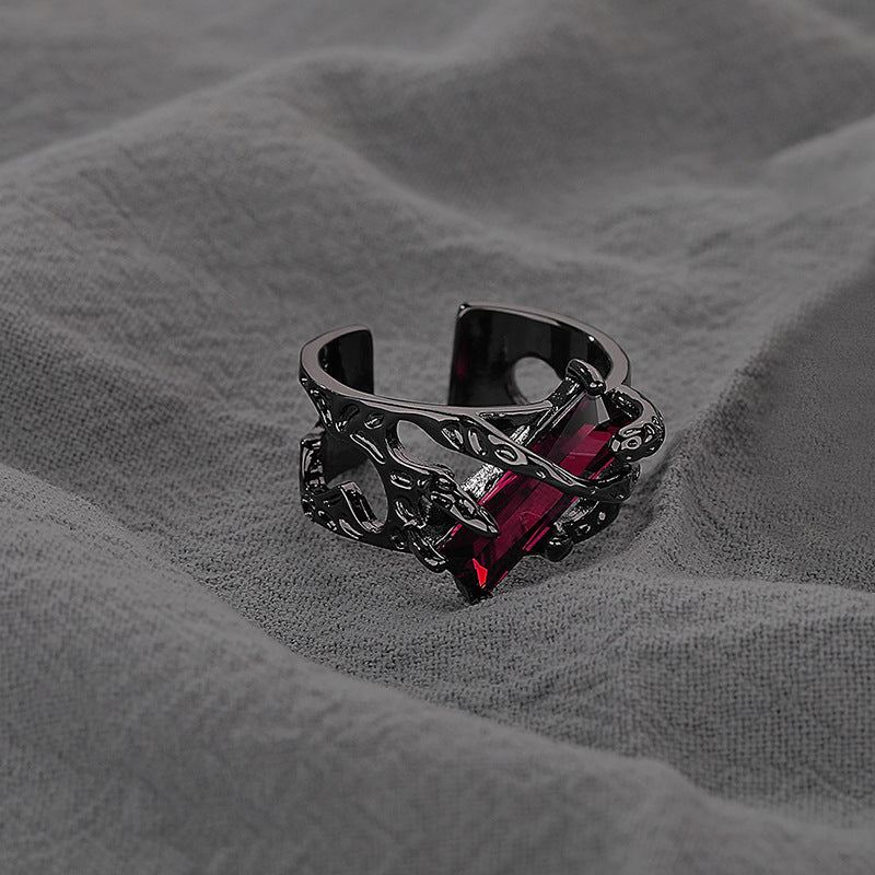Women's & Men's Ruby And Trendy Domineering Unisex Style Texture Index Rings