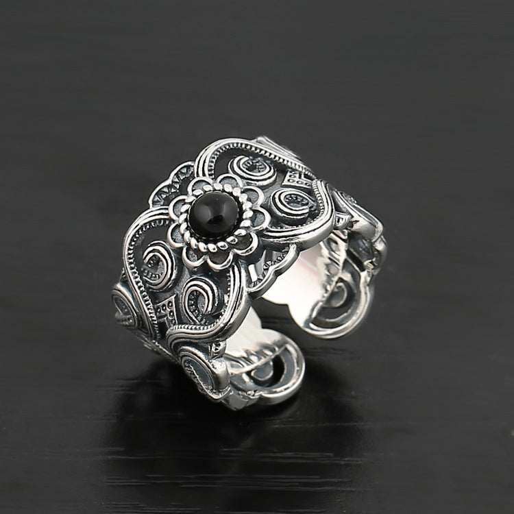 Men's Sier Vintage Creative Trendy Personalized Ethnic Rings