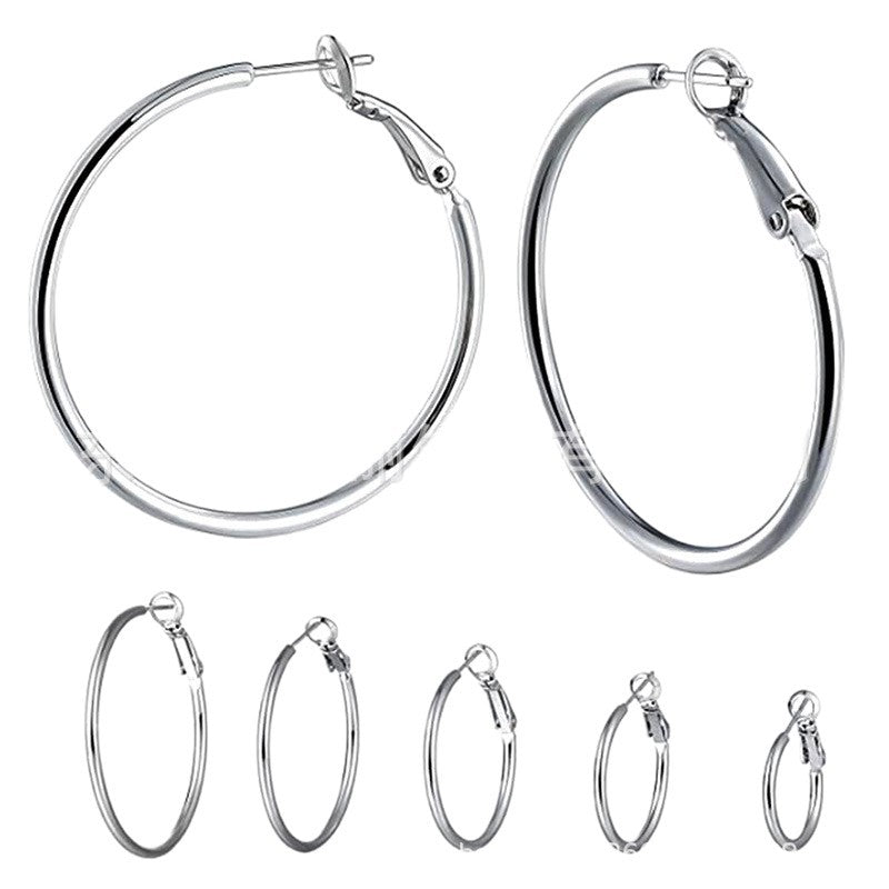 Steel Exaggerated Titanium Large Circle Spring Shrimp Bow Earrings
