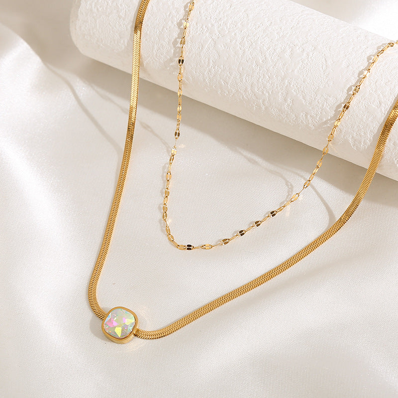 Steel Heart Shape With Diamond Personalized Trendy Necklaces