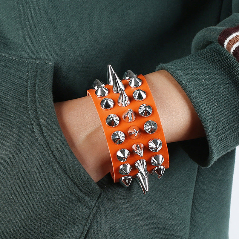 Bracelets à ongles pointus tendance en cuir exagéré punk pour hommes