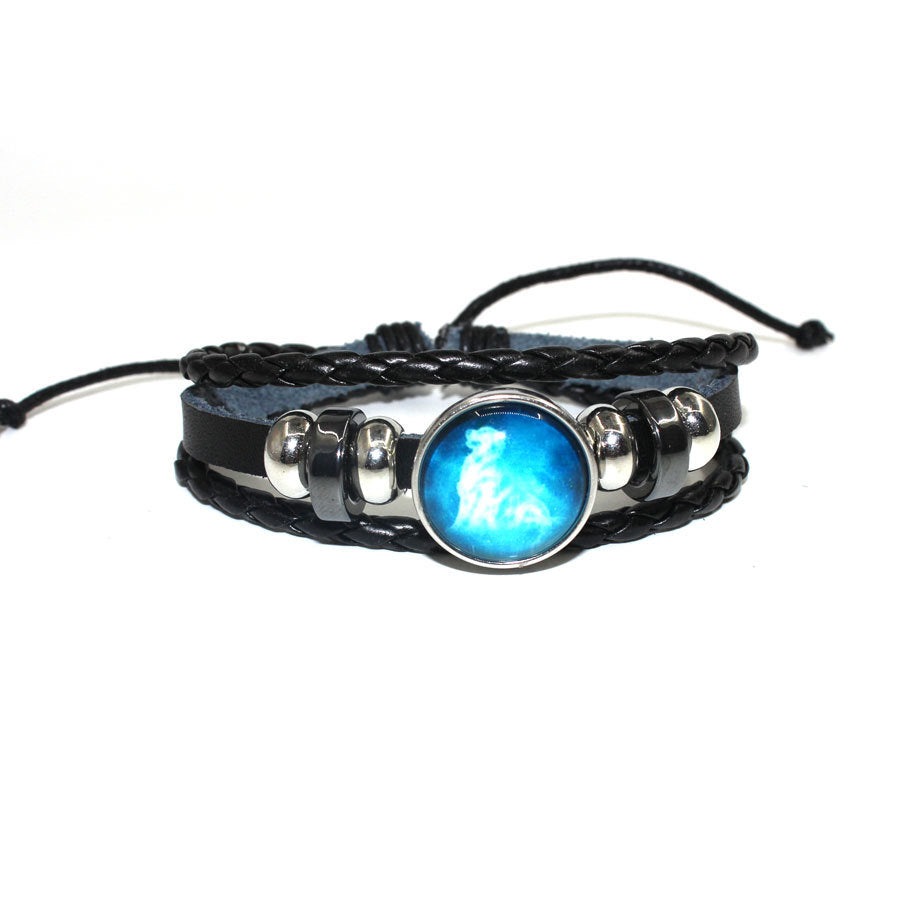 Cowhide Beaded Luminous Zodiac Time Stone Bracelets